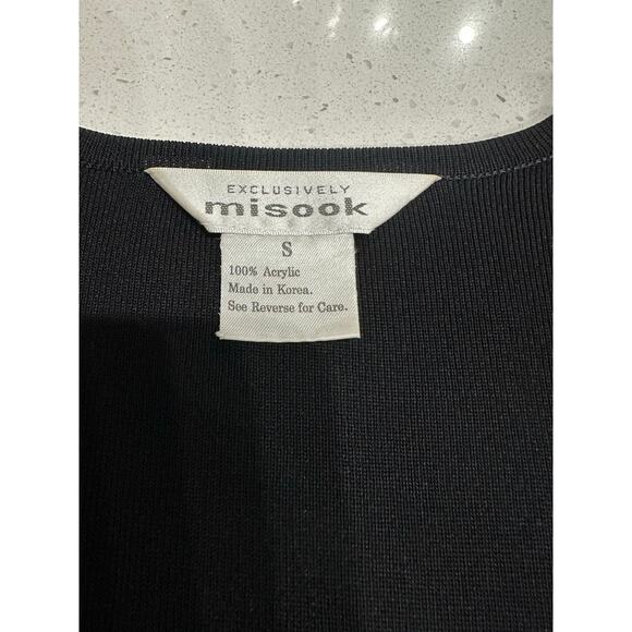 Misook Cardigan Black Ivory stripe Rhinestone Button Classy Chic Feminine S - Picture 5 of 12